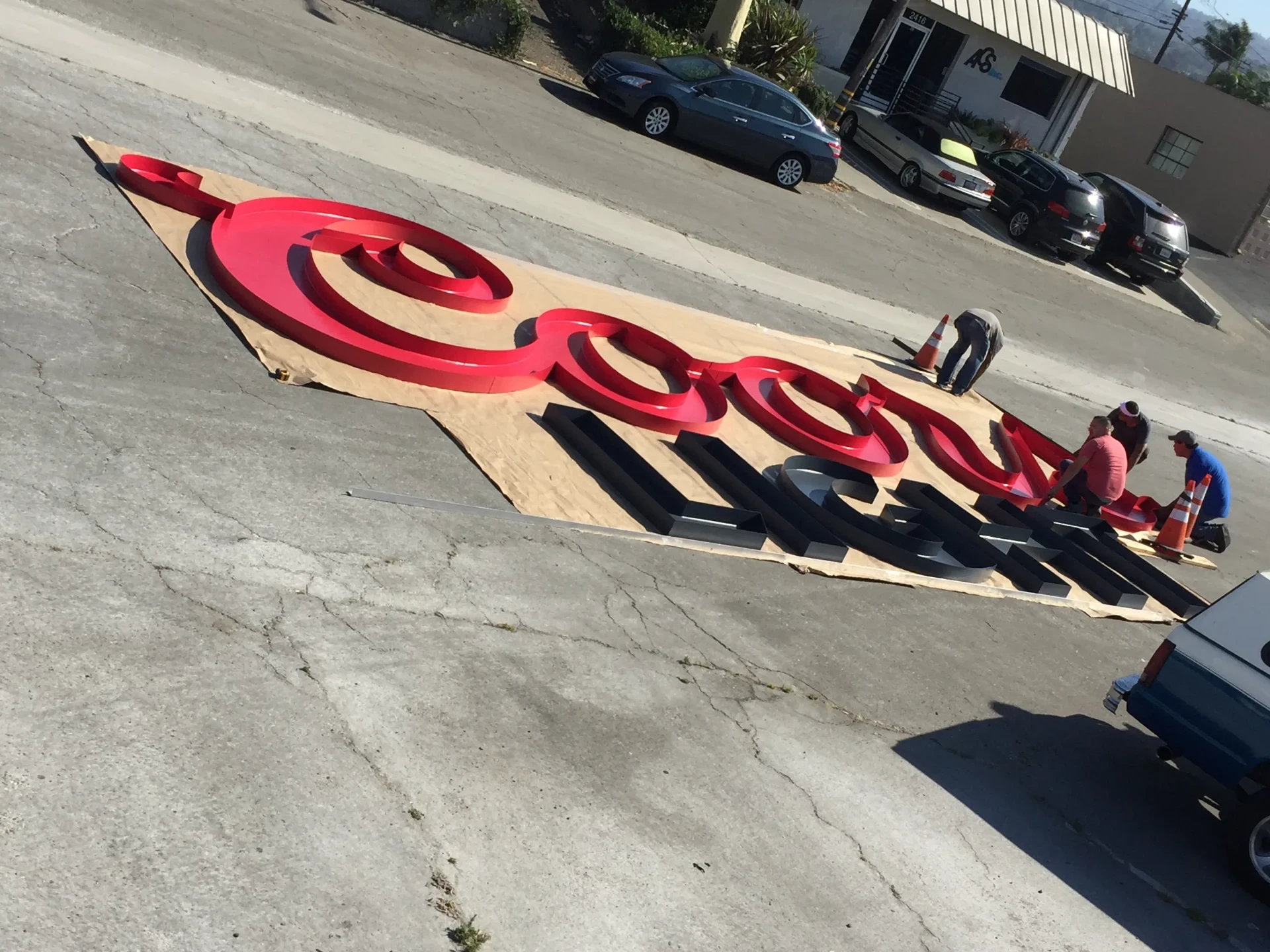 Coors Light rooftop sign installation