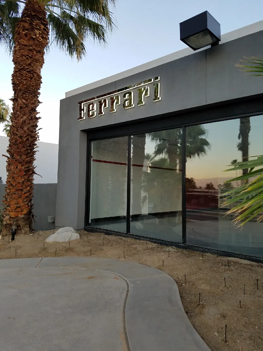 Ferrari dimensional letters on a commercial building facade